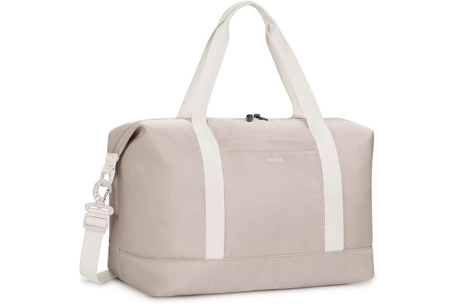 ECOHUB Ryanair Cabin Bags 40x30x20, 24L Underseat Hand Luggage Bag, Foldable Carry On Bag with Removable Wet Pocket, Water-Resistant Overnight Hospital Weekend Bag for Women, Beige (Patent Pending)