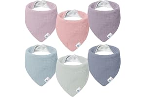 LULUMOON Lulu moon Śliniak dziecięcy chusta trójkątna, muślin, chusta na szyję dla chłopców i dziewczynek (6 sztuk, jednorożec marzeń)