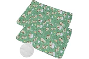 Mateju 2 Pièces Tapis Educateur pour Chien et Chiot, Tapis de Dressage Lavable Réutilisables Absorbant Antidérapante Tapis pour Animaux Extérieur Voiture et Voyages (40x50CM,Chien Vert)