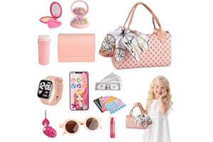 CMANLNYK Handtasche Mädchen Set mit Spiel-Make-up – Kreatives Rollenspielspielzeug, Mädchen im Alter von 3 bis 6 Jahren, Mit Tasche, Zubehör und Schminkset