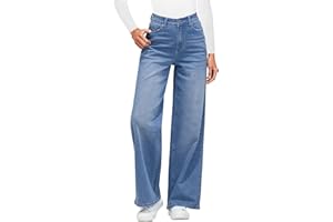 Roskiky Wide Leg Jeans for Women UK Trendy High Waisted Stretchy Denim Pants 90S Baggy Jeans Trouser with Pockets