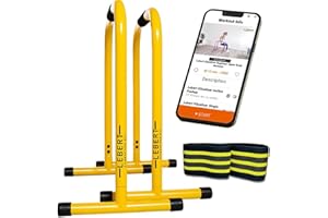 Lebert Fitness Dip Bar Stand - Original Equalizer Total Body Strengthener Pull Up Bar Home Gym Exercise Equipment Dipping Station - Hip Resistance Band, Workout Guide and Online Group