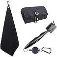 Tyrzol 3Pcs Golf Accessories - Club Brush, Microfiber Towel Kit - Superior Water Absorption & Quick Dry - Golf Cleaning Towel & Brush Tool Kit With Club Groove Cleaner