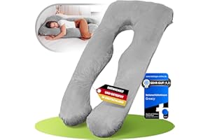 Greacy Seitenschläferkissen mit Bezug [waschbar - Flexible Füllung] Stillkissen XXL | Pregnancy Pillow | Kissen Schwangerschaft | Body Pillow | Schlafkissen Lesekissen | Schwangerschaftskissen