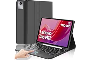 IVEOPPE Funda Teclado Lenovo Tab M11 con Touchapad, Capa Teclado Trackpad Español Ñ Desmontable Bluetooth para Lenovo Tab M11 TB330FU/ TB330XU 2024 11",Negro