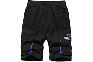 YoungSoul Pantalones Cortos Niño Bermudas Cargo con Bolsillo en Contraste