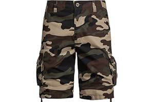 SUSENSTONE Hommes Cargo Shorts en Coton Camouflage Bermuda Pantacourt Casual Multi Poches Loisirs 1/2 Short Eté Hommes Short de Sport Court Pantalon De Plage Travail Vacances Randonnée Sécurité