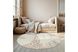 the carpet Jungle Kids - Rug for children’s room, kids’ rug, 3D effect, easy to care for, durable, Giraffe, 120 cm Round