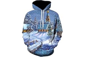 HAOLEI Christmas Hoodies for Women Men UK Sale 2023 Funny Christmas Tree Print Santa Elf Jumper Novelty Graphic Sweatshirt Hooded 3D Reindeer Hoodie Pullover Sweater Tops Xmas Jumpers with Pocket