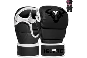 Islero Fitness Matte Black MMA Gloves Martial Arts Mitts Grappling Sparring Men Muay Thai Cage Fighting Boxing Combat Sports Women pink UFC Punching Bag Training