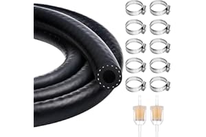 HAASIKI 8mm 3M Benzinschlauch Kraftstoffleitung mit 10 Schlauchschellen Klemmen geflochtene Gummischläuche für Bootsgeneratoren Automotiven Bootsgeneratoren