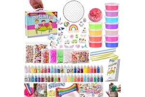 Kit de Slime - Kit de Fabrication de Slime pour l'artisanat d'art des Enfants, avec 48 Paillettes en Poudre, 12 Slime Transparent, des Paillettes, des charmes Slime Deja Fait