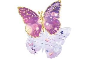 Werfunee - Einladungskarten Kindergeburtstag Mädchen - Schmetterlingen Einladungskarten Geburtstag - Einladung Kindergeburtstag - Geburtstagseinladungen Mädchen 12 Stück