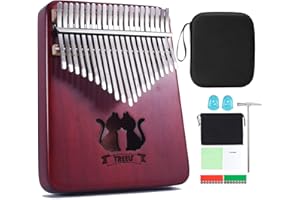 LIAKAI TREELF Kalimba Piano à doigts 21 touches Mbira Cadeau pour enfants et adultes débutants (rouge)