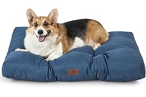 Bedsure Panier Chien Moyenne Taille Imperméable - Coussin Chien de Tissu Oxford, Tapis Idéal pour Chien M, Matelas Lit Chien Lavable, Bleu Marine Profond, 75x50x10cm