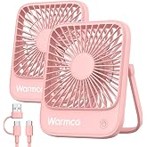 Warmco D1 Masa&uuml;st&uuml; Vantilat&ouml;r USB ve Type-C Bağlantılı Taşınabilir Ultra İnce Soğutucu Fan Pembe