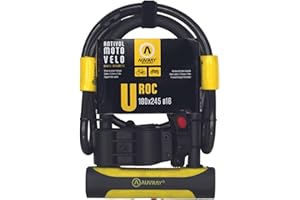 AUVRAY - Antivol vélo U + Cable - Certifié Art - U ROC Art 180 X 245 D.16 + Cable 100 D.12 + Support 2 CLES - Câble Haute Résistance - Facile à Transporter et à Stocker - Haute sécurité