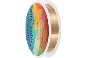QUARKZMAN Alambre de Cobre de 0.1mm/28 Gauge para Hacer Joyas 1 Rollo de Alambre Resistente al Tarnish para Hacer Bisutería Suministros de Hacer Joyas DIY (Oro)