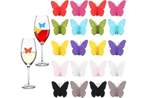 Lostwry 20pcs Silikon Glasmarkierer, Glasmarker Glas Markierung Weinglas Marker Wiederverwendbare Glas Identifikations Getränke Markierungen Weinglasmarkierer für Bar Party Dekorationen
