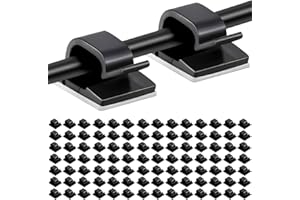 ASTARYE 100 szt. Klipsy kablowe samoprzylepne klipsy kablowe organizer do kabli samochodowych zarządzanie przewodami przylepny uchwyt na kabel do samochodu biura i domu, czarny + biały klej