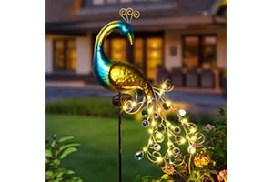 LOHOOM Metal Peacock Garden Solar Lights, 300mAh Outdoor Decorative Garden Stake Lights Metal Peacock Decor Solar Garden Lights Solar Peacock Stake for Outdoor Patio Yard Decorations