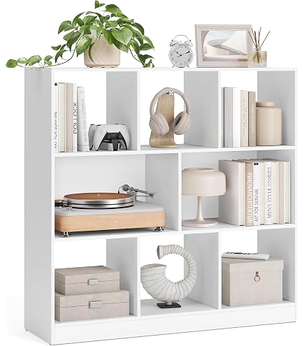 Bibliothèque Blanche En Bois Floordirekt 6 Compartiments - Étagère Cube Moderne Pour Salon Et Chambre