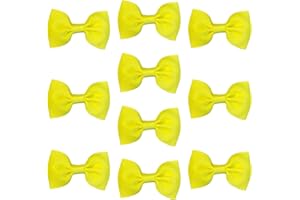 LILIUM KIDS Lot de 10 barrettes à cheveux - 6,9 cm - Couleurs vives - Petits nœuds raides - Jaune fluo