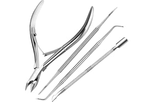 FANDAMEI 4 PCS Nail Care Kit, Nail Cuticle Nippers, Ingrown Toenail Tools Kit, Toenail File and Lifters Stainless Steel, Nail Lifter, Nail Cuticle Pushers, Professional Manicure and Pedicure Set