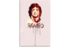 Paul Sinus Art Rambo 90x60cm Aquarell Art Wandbild auf Leinwand fertig gerahmt Original Unikat