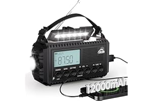 Mesqool Radio Am/FM/SW, Manivela, Emergencia Tipo C, Powerbank/SOS/Linterna/Luz de Lectura/IPX4, Portátil de Exterior para Senderismo, Camping