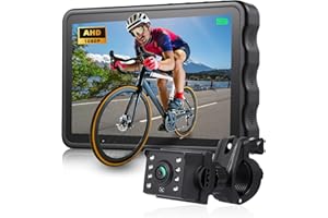 FITENSE 10000mAh Bike Camera Mirror Rear View, 5" AHD 1080P Bicycle Mirror with Auto-Brightness, Night Vision, IP67 Waterproof, 130° Wide Angle, 360° Adjustable Cycle Camera for City, Mountain & Electric Bike
