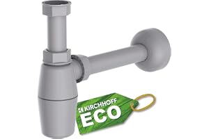 KIRCHHOFF Sifon ECO Save, hållbart avlopp, luktfälla tillverkad av återvunnen plast, avloppssats för tvättställ och tvättställ, flasksiphon, koppensiphon, avloppsrör 98803049