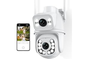 ANBIUX Telecamera Wi-Fi Esterno, 2.5K PTZ Videocamera Sorveglianza Esterno con Doppia Lente, Tracciamento Automatico, Rilevamento Umano, Visione Notturna a Colori, IP66
