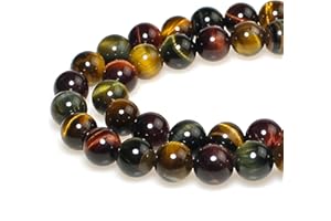 ‎MJDCB Perlen zum Auffädeln 6mm 60 stück Dreifarbiger Tigerauge Edelsteine Perlen mit Loch Natürliche Lose Runde Steinperlen für Herstellung Schmuck Armbänder Halsketten