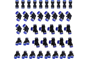 HUAZIZ 40 Pcs 4 Formes, Raccords Rapides Pneumatiques,Tuyau DiamèTre ExtéRieur 6mm Raccord Rapide Rattrapez pour Raccorder Le Raccord de Tuyau D'Eau