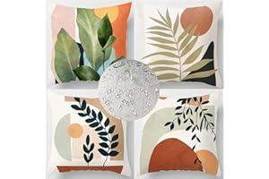 JQYNN Lot de 4 Vert Housse de Coussin 35x35cm Extérieur imperméable Lin Plante tropicale Housses Coussins Decoratif Taies d'oreiller Carrées pour Décor Sofa Coussin Salon de Jardin Exterieur Décoratif-2985