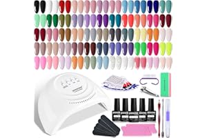 JODSONE 60 PCS Gel Nail Polish Kit with U V Light Base and Matte Glossy Top Coat Nail Gel Polish Soak off Manicure Accessory Tools Suitable for All Seasons