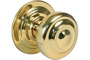 Amig - Dörrknopp i mässing - 70 mm diameter - Mässings- och stålbas - Guld - Handtag med fästskruv och mutter - Idealisk för