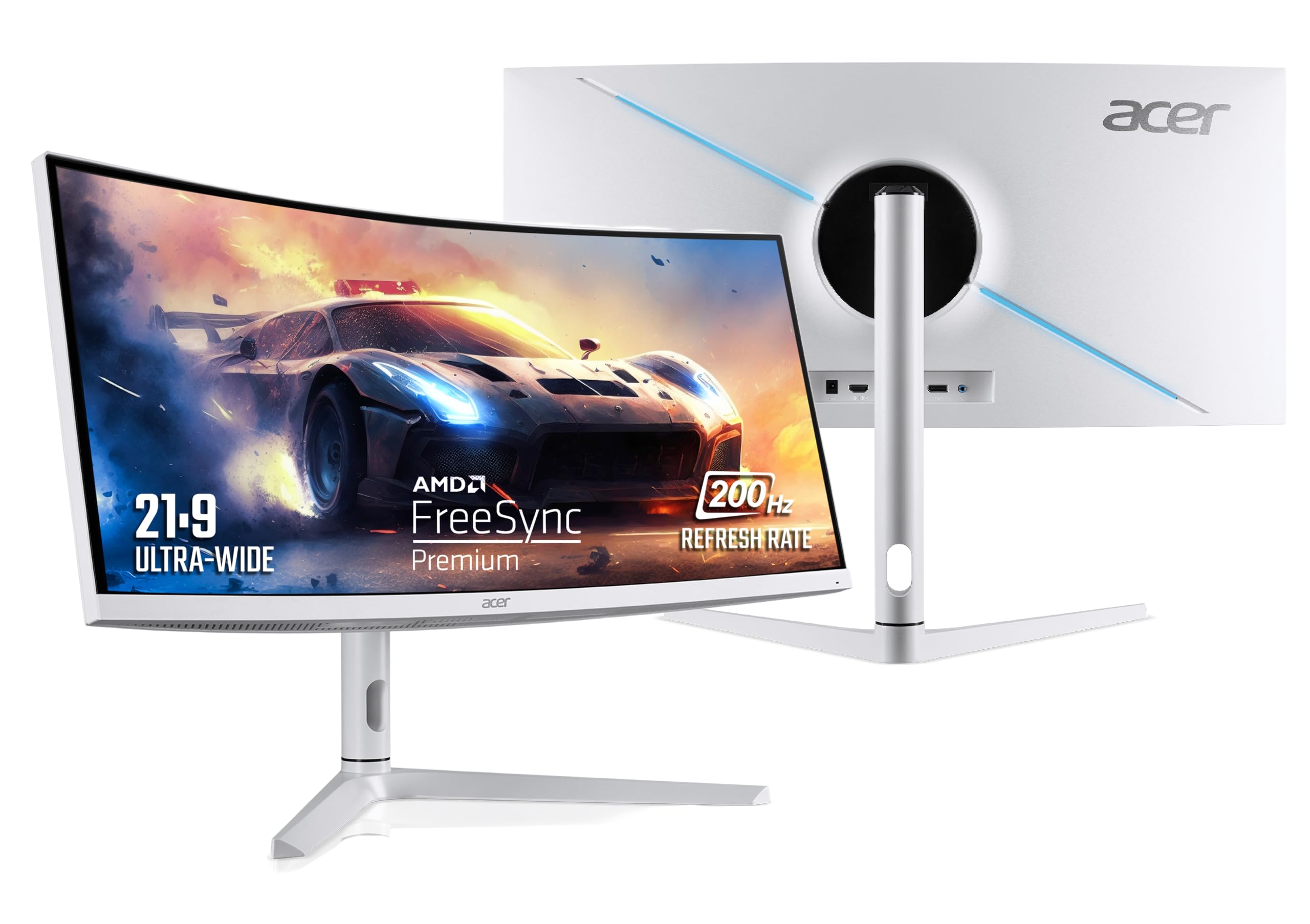 Acer XZ306CX 29.5 Inch (74.93 Cm) Ultrawide 21:9 1500R Curve 2560 X 1080 Pixels LCD Monitor with LED Backlight I 1 MS VRB I 200 Hz I HDR 400 I DCI-P3 93% I AMD Free Sync I 2XHDMI 1XDP I White