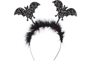 REDSTAR FANCY DRESS Sparkly Bat Headband Kids and Adults - Black Glitter Bat Halloween Headband Boppers for Kids and Adult Halloween Costume Accessories - Fancy Dress Hair Bands