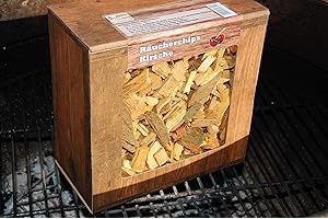 Landree Räucherchips Kirsche Box 3 Liter – Aromatische Wood Chips für Grill Smoker BBQ, 100% Natürlich, Qualitätsgeprüft direkt vom Holzhof