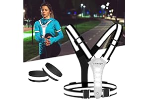 ‎LUTUO LuTuo LED Warnweste Fahrrad, 360° Reflektorweste mit Hoher Sichtbarkeit, Verstellbarer Taille/Schulter Laufweste, Wiederaufladbare USB-C Lauflicht Joggen Laufen, Hund, Spazierengehen, Radfahren