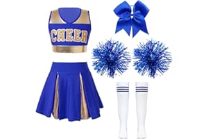 Kvysinly Girls Cheer Leader Costume School Cheerleading Dance Dress Kids Fancy Dress Up Outfits Shiny Uniform