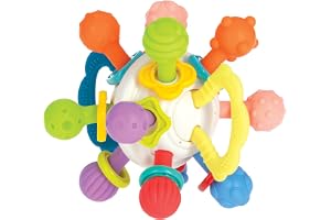 Nuby Twist Ball med skallra och roliga ljusa färger – sensorisk leksak – utvecklar finmotorik – 3+ månader