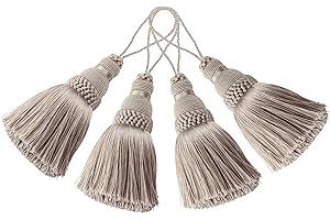 BEL AVENIR 4 Pack Elegant Polyester Tassel Colorful Craft Tassels for Key Chain Straps DIY Accessories (Khaki)