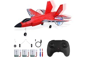 yusvwkj RC Plane, F35/HW39 Remote Control Plane with 3 Batteries, 2.4GHz Remote Control Airplane Fighter Toys RC Glider Easy to Fly for Kids Beginners Adults, USB Charging(Red)