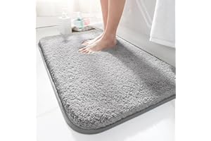 LUOJINYI Alfombra de Baño de 40 cm x 60 cm, Antideslizante, Suave y Absorbente de Agua, Microfibra, Gris Oscuro
