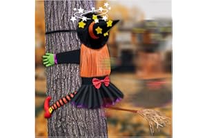 Audasi Halloween Deko Outdoor Hexe Baum Dekoration Fliegende Hexendeko zum Hängende Lustige Hexe Gegen Baum für Draußen Garten, Hof, Terrasse, Rasen, Haustür, Spukhaus, Halloween Ornament Starter Set