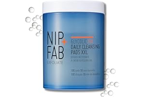 Nip+Fab Glycolic Acid Fix Daily Cleansing Pads for Face with Hyaluronic Acid | Witch Hazel | Exfoliating Resurfacing AHA Facial Cleanser Pad | 100 Pads XXL | Vegan & Cruelty-Free
