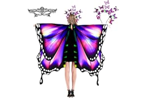 plainshe Butterfly Wings, Fairy Wings for Adults, Butterfly Costume, Halloween Costumes for Women, 3PCS Butterfly Cape Set.
